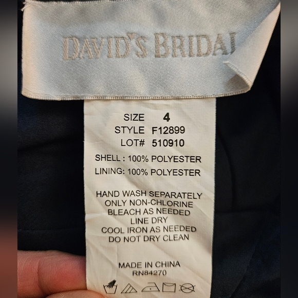 Navy blue dress with beaded shoulders - Picture 2 of 6